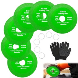 6 Pcs Glass Cutting Disc for Angle Grinder, HYLEBOR 4" Diamond Cutting Blade Disc Grinding, 1mm Ultra-Thin Saw Blade Wheel of Glass, Jade, Crystal, Wine Bottles, Tile