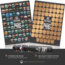 National Parks Scratch Off Poster 17x24" Large US National Parks Scratch Off Map | All 63 National Parks of the United States - Travel Bucket List - Gift for Travelers - Road Trip Adventure Checklist - Pop Chart Bucket List