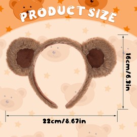 WLLHYF Bear Ears Headband Cute Party Headwear Animal Head Wear Fashion Hairband Soft and Comfortable Hair Hoops Hair Accessories for Adult Kids Party Decoration