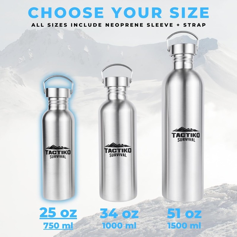Tactiko Survival 25 oz (750 ml) Stainless Steel Wide Mouth