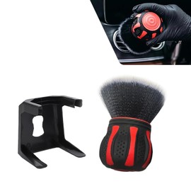 DACIRTY Detail Cleaning Brush with Storage Holder, Portable Air Conditioning Vent Non-Slip Easy Grip Handle Spherical Soft Bristle Crevice Brush, Suitable for Most Cars (Red)