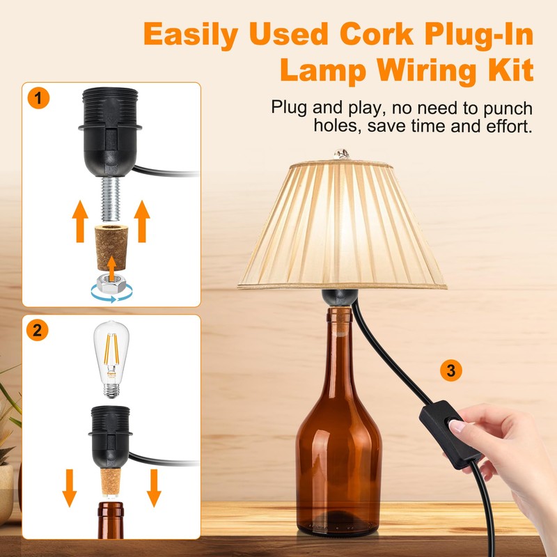 Lamp Kits Do it Yourself, DIY Bottle Lamp Kit, 240cm