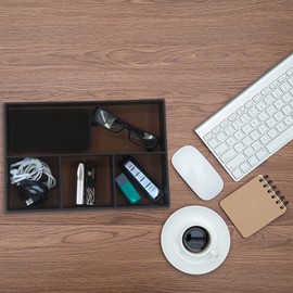 SYRWDXTX Desktop Storage Organizer, Nightstand or Dresser Organizer, Valet Tray, Entry Table Organizer, Dresser Organizer,PU Leather Drawer Storage Organizer Decorative Trays.