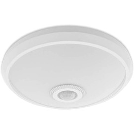 CGC Lighting White Bulkhead Round Motion Sensor PIR Ceiling Light Warehouse Office LED Porch Opal IP20 4000K
