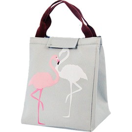 Dubens Women's Picnic Bag Tote Cool Bag Waterproof Lightweight Picnic Bag Lunch Insulated Bag Thermal Bag for Work and School Grau Flamingo