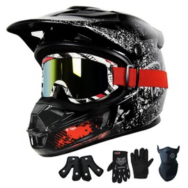 Loyoriwy DOT Certified Kids Motorcycle Helmet for Boys Girls 6-18, Lightweight Youth ATV Helmet with 15 Air Vents & Removable Liner, Motocross Dirt Bike Helmet，for Motocross/ATV/Go-Kart ， Black（M）