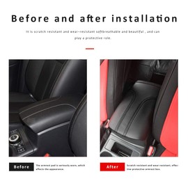 INTGET Car Center Console Armrest Cover for Nissan Rogue 2014-2020 Nissan Rogue Sport Accessories 2017-2021 2022 Leather Elbow Arm Rest Cover Pad Protector Saver Cushion (Black with Black Stiches)