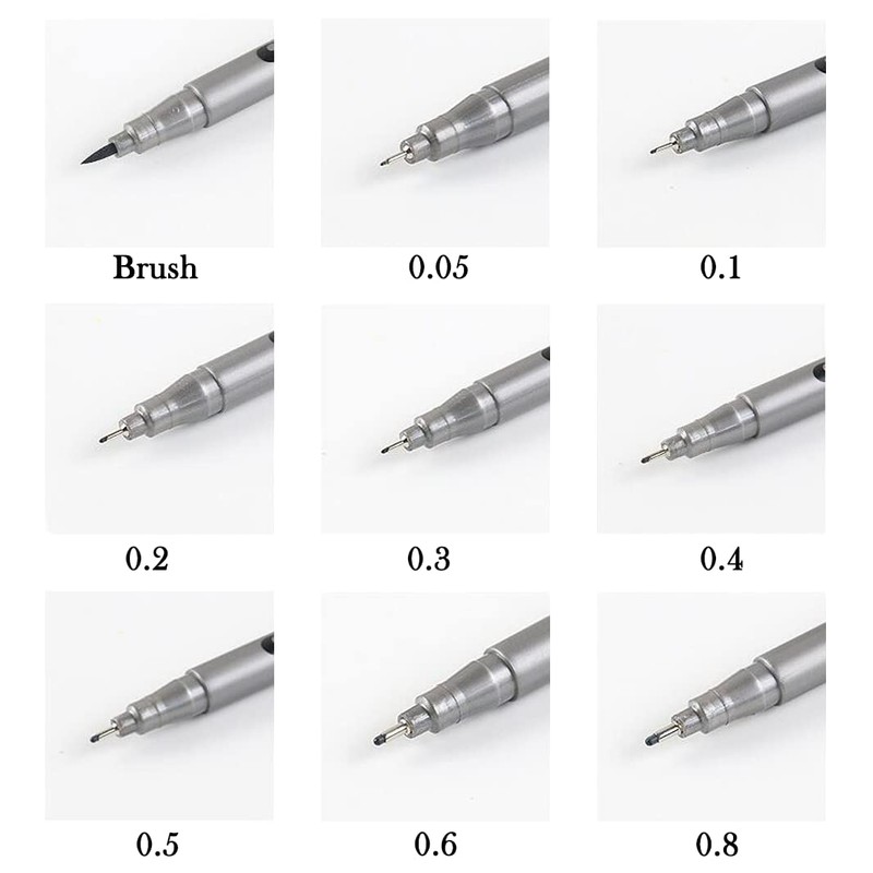 Cdycam Fineliner Pens, Set of 9 Black Fineliner Ink Pen