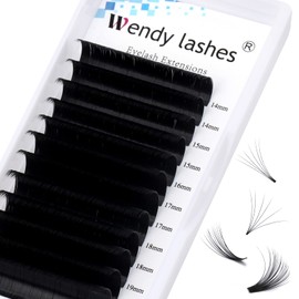 Easy Fan Volume for Lash Artists: Handmade Fans, Self Fanning, Blooming, Black, D Curl, 0.07mm, 14-20mm Mixed, Wendy, KH200102