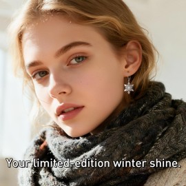 Snowflake Christmas Earrings for Women Sterling Silver Winter