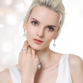 Collar Mujer ，Collares de Mujer, Juego de Collar y Pendientes de Plata de Ley 925 Para Mujer，Alta joyería femenina, Conjuntos de Joyas para Mujer, Juego de Joyas para San Valentín, Cumpleaños.