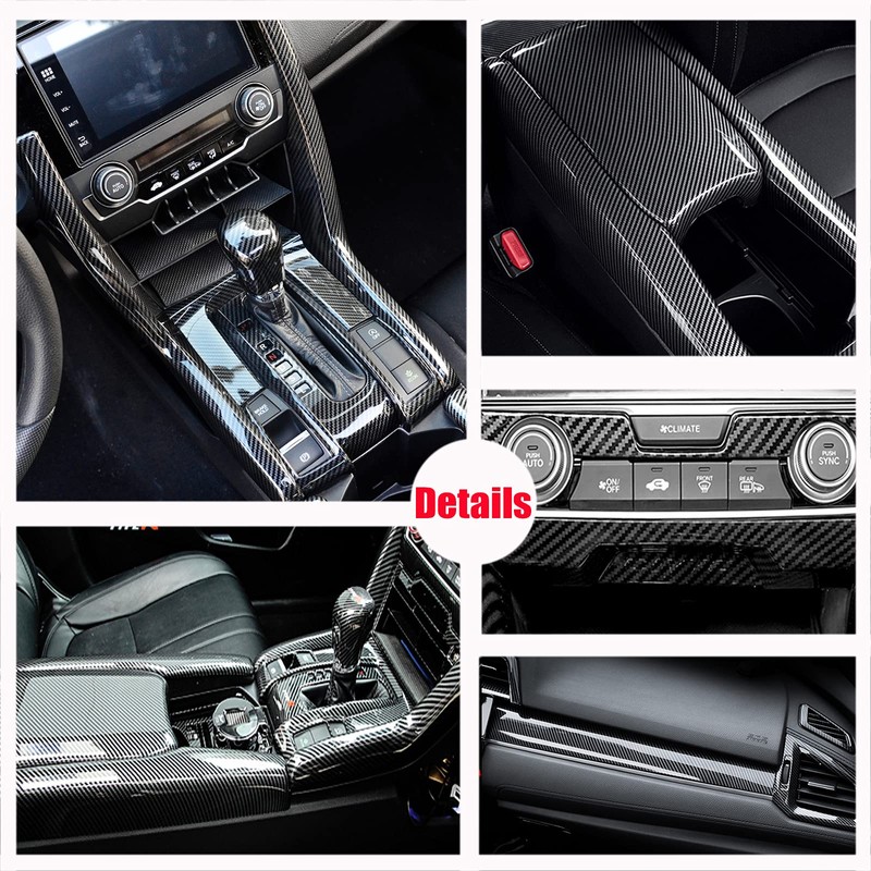 INUBOXES Carbon Fiber Style Armrest Box Cover Interior Car Center