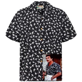 Original Hawaiian Shirt, Tom Selleck, Dragonfly, Black, XL