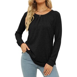 JomeDesign Womens Sweatshirts Long Sleeve Crew Neck Shirts Loose Casual T-Shirts Tunic Tops for Leggings Black XL