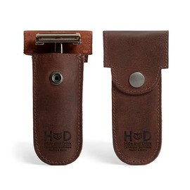 Hide & Drink, Leather Double Edge Protector Case/Barber Razor Sheath Handmade Includes 101 Year Warranty :: Bourbon Brown
