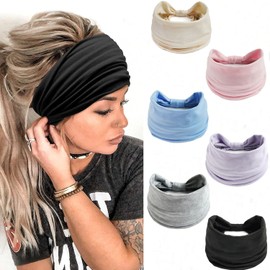 LadayPoa Headbands Women's Wide Hair Band Plain Sports Yoga Head Wrap Hair Bands Elastic Hair Accessories (6 Colours)