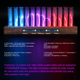 12-LED Music Spectrum Display with 240 RGB Beads - High Sensitivity Spectrum Analyzer, Adjustable Color & Brightness for Home Audio