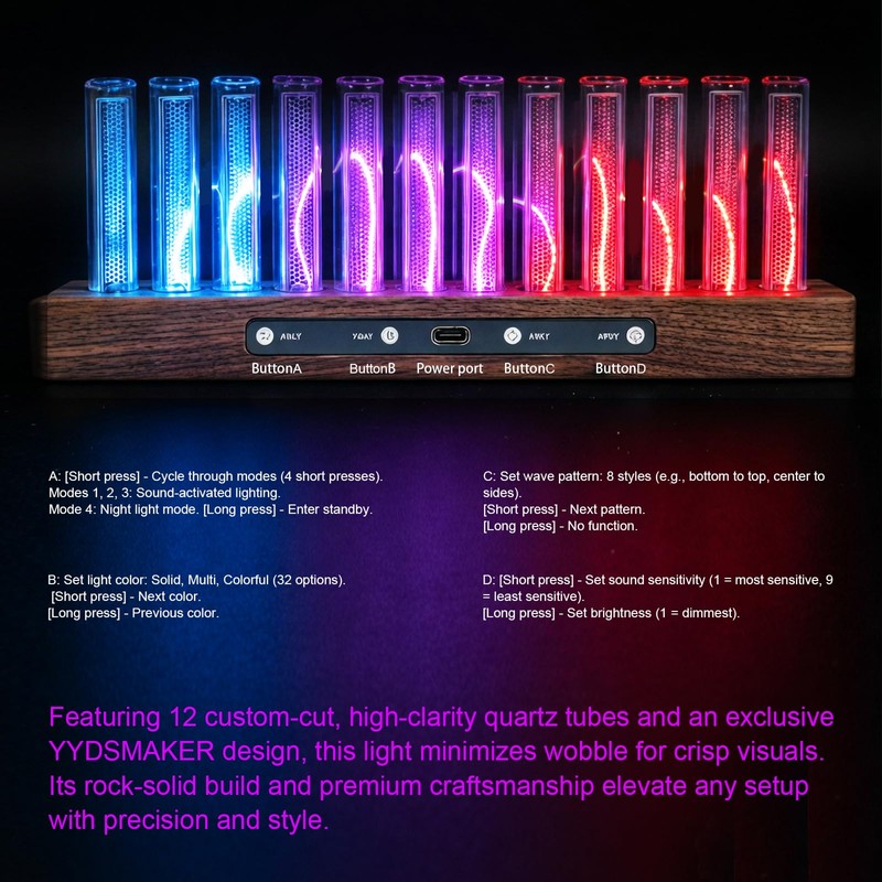 12-LED Music Spectrum Display with 240 RGB Beads - High