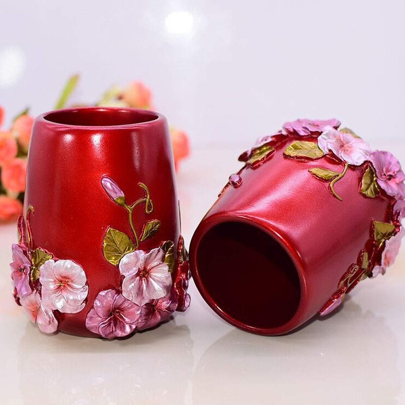 LUANT Vintage Pink Bathroom Accessories, 5Piece Bathroom Accessories Set, Bathroom