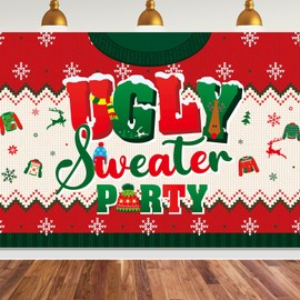 Christmas Backdrop,7x5FT | Ugly Christmas Sweater Backdrop Christmas Backdrop Christmas Decors Merry Christmas Backdrop Xmas Backdrop Christmas Banner Ugly Sweater Theme Christmas Party Decor Supplie