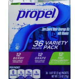 Propel Zero Calorie Nutrient Enhanced Water Beverage Mix (36 packets) 3 different flavors (berry, grape & kiwi strawberry)