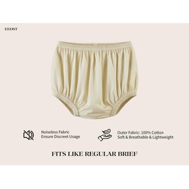 Adult Diaper Cover for Incontinence Noiseless Leak-Protection Underwear Plastic Pants Over Diapers Waterproof Rubber Pants (Beige, S)