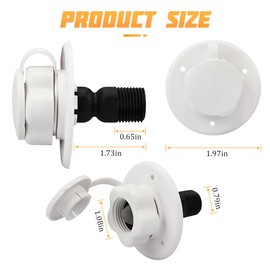 TSUGAMI RV City Water Inlet, RV Water Inlet Connection with Check Valve, RV City Water Flange Inlet Replacement, Flusher Water Inlet Connector Car Accessories Parts for Camper Trailer RV (Black)