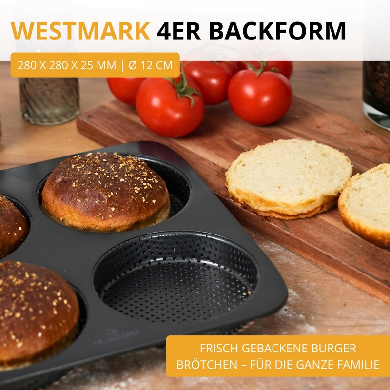 Westmark Burger 32702260 Baking Mould for 4 Burger Buns, Diameter