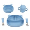 5pcs Baby Feeding Kit Food Grade Silicone Bear Design Plate