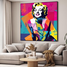 36"x36" Large Framed Wall Art - Marilyn Monroe Pop Retro Iconic Portrait (Frame Assembly Required)