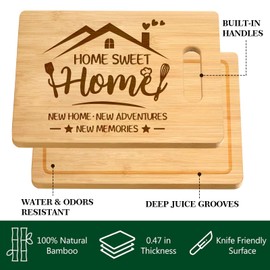 Home Sweet Home Engraved Cutting Board with Juice Groove Housewarming Gifts New Home Cutting Board Gift Idea Closing Gifts (Home Sweet Home)
