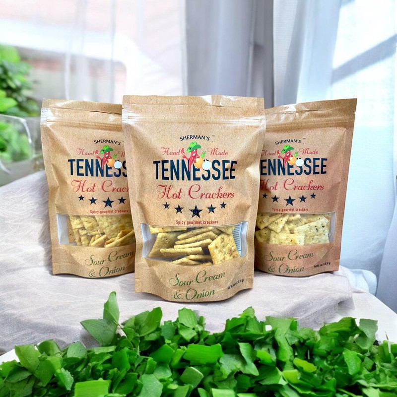 Sherman's Tennessee Hot Crackers, Sour Cream & Onion. 4 pack.