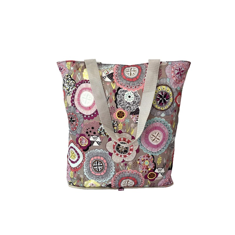 Konish Reusable Foldable Grocery Bags Folding Shopping Tote with Zipper(Grey