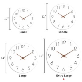 Mosewa Wall Clock 16 Inch Silent Non Ticking Wall Clocks Battery Operated - Simple Minimalist Wooden Clock Decorative for Kitchen,Home,Bedroom,Living Room, Office(16" White)