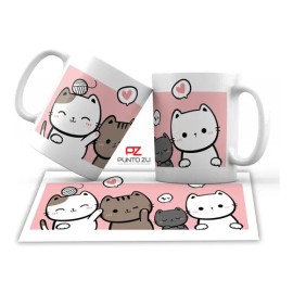 Taza Gatos Meaw Love Cat Blister Para Regalo San Valentín                                                                                             