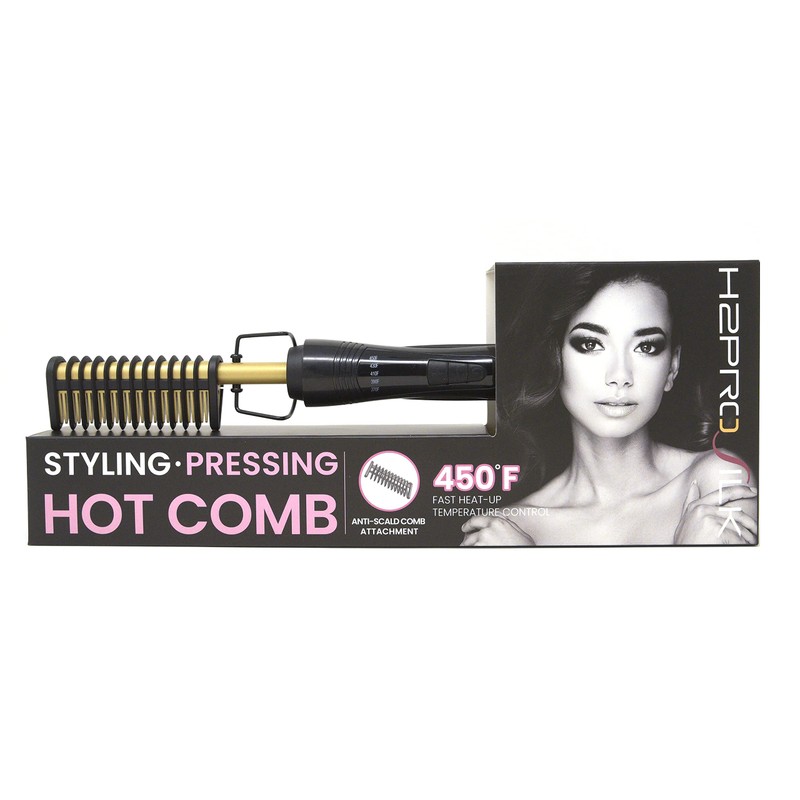 H2PRO 450°F Styling Pressing Hot Comb 1 1/4 Inch Anti