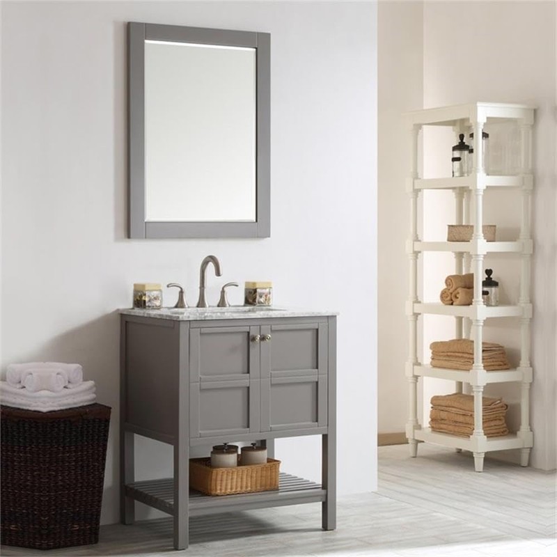 VINNOVA Florence 30" Bathroom Vanity Framed Wall Mirror in Gray