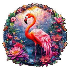 Jigfoxy Wooden Puzzle Adults, Flamingo Puzzle Adult, Wooden Puzzle Wooden Puzzle Adults and Children, Unique Educational Toy in Animal Shape for Friends of Family L-34 x 32.8 cm - 260 Pieces