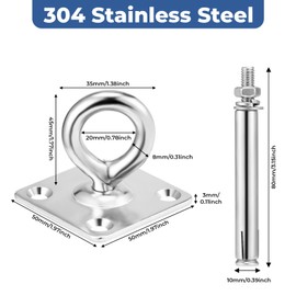 TETHLVS Heavy Duty Ceiling Hook, Stainless Steel Swing Ceiling Hook, Porch Swing Hanging Kit, Yoga and Sandbag Hooks, 360° Rotatable Porch Swing Hardware, with 4 Stainless Steel Expansion Screws