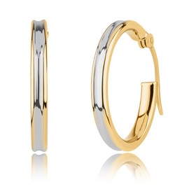 14k Two-Tone Gold Hoops in White & Yellow Gold | 12MM Round Solid Gold Hoop Earrings for Women | Hypoallergenic Real Gold Hoops with Secure Clasps by MAX + STONE