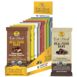 EatToHeal Variety Pack Real Food Bar - Organic Vegan Healthy Gluten Free Protein Bars - Low Sugar Meal Replacement Bar, Non GMO, Never Baked, Plant Based - Crafted to Enjoy, Not Sit on Shelves