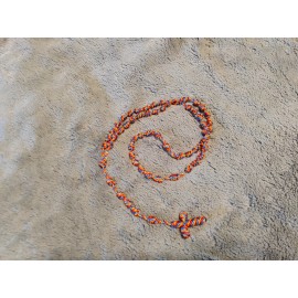 Knotted cord rosary variegated orange/red/blu