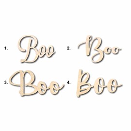 Boo Sign Unfinished Wood Cutout Home Decor DIY Option 3 24" Wide / 1/4"