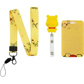 Cute Badge Card Holder with Lanyard, Retractable Badge Reel, ID Credit Card Holder Purse Pouch with Lanyard Durable Card Case Neck Pouch Wallet Keychain for Students Teens