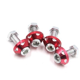 4Pcs Red Aluminum Alloy Decorative License Plate Bolt Screw for Car Motorcycle 1996-2023