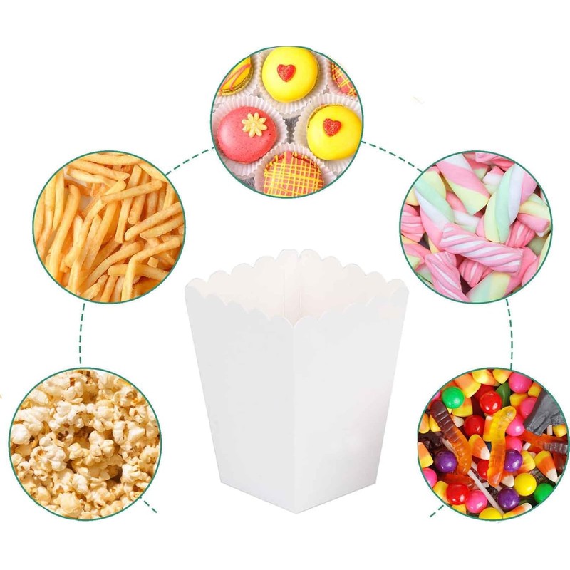 We Moment Zone 24pcs White Popcorn Boxes Mini Paper Popcorn