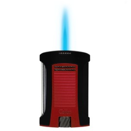 Colibri Daytona Windproof Butane Torch Lighter: Adjustable Flame, Refillable Single-Jet Cigar Lighter, Ergonomic Design with Fuel Window (Matte Red)