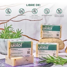 Uiixol Jabones Artesanales en Barra con Aromaterapia | Kit de 5 Jabones con Aceite Esencial de Romero | Jabón Corporal Vegano Natural para Cuerpo y En
