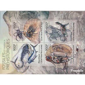 Prophila Collection Central African Republic 4186-4189 Mini Sheet (Complete Edition) Mint NH 2013 Fossils and Prehistoric Animals (Stamps for Collectors) Amphibians / Reptiles / Saurs