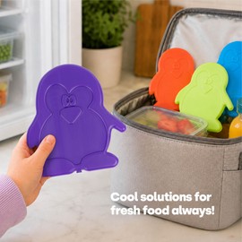 LIVIVO 4 Pack Freezer Blocks - 120g Ice Packs for Cool Bags - Reusable Cool Blocks, BPA Free Mini Lunch Box Ice Packs, for School, Work, Picnics, Travel & Summer Days (Penguin)